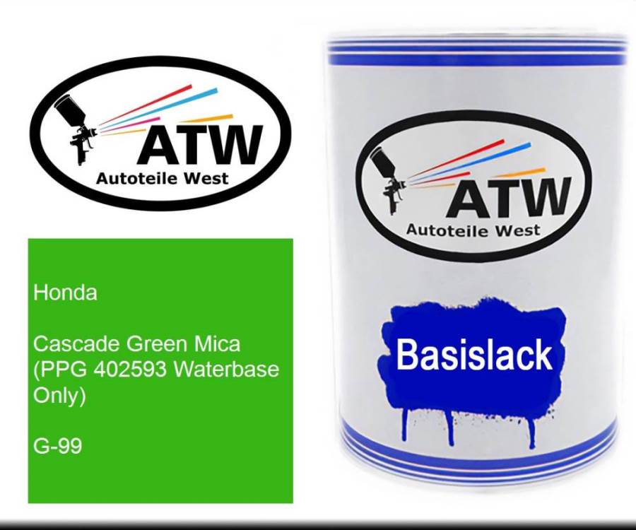 Honda, Cascade Green Mica (PPG 402593 Waterbase Only), G-99: 500ml Lackdose, von ATW Autoteile West.